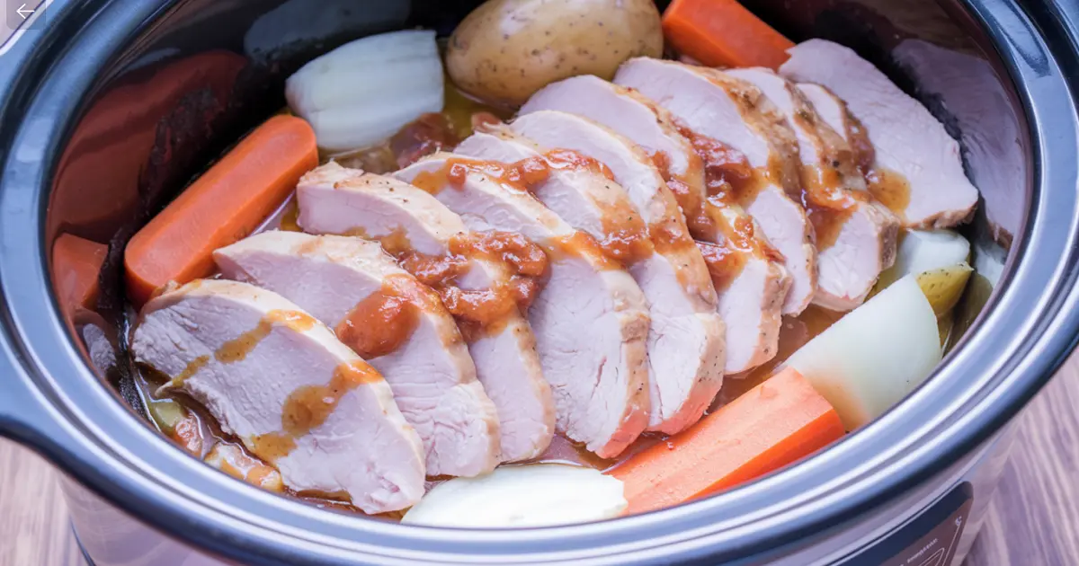 Cook thin-sliced chicken breast in crockpot