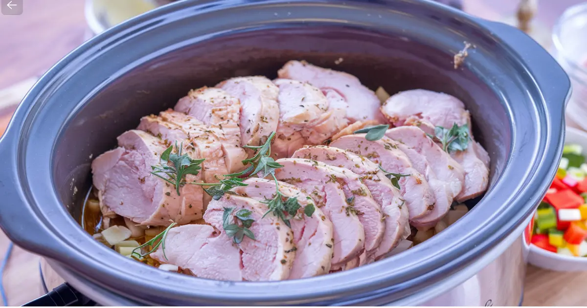 Cook thin-sliced chicken breast in crockpot