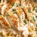 Crockpot Garlic Parmesan Chicken Pasta