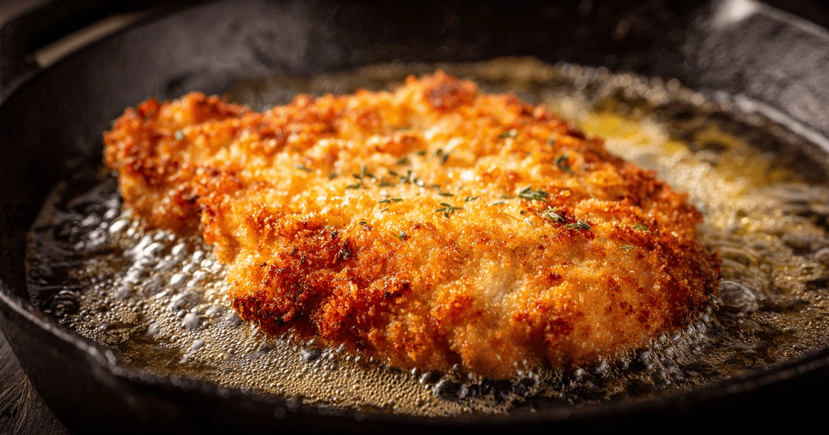 Cooking chicken cutlet in skillet