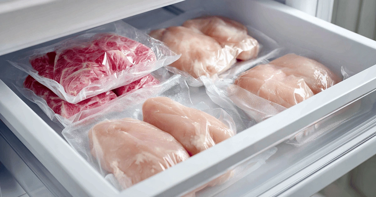 Properly stored chicken breast and cutlet