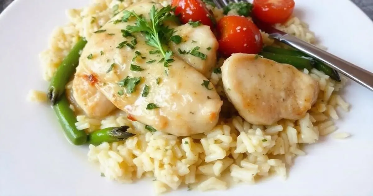 chicken scampi with garlic parmesan rice