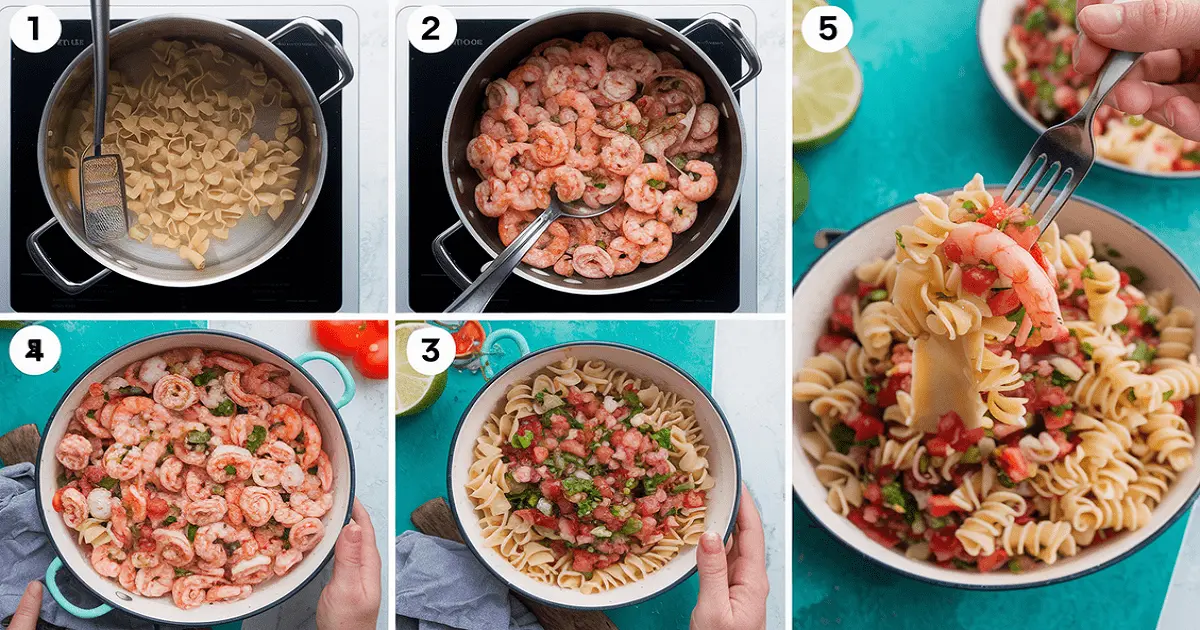 Shrimp and pasta with Pico de Gallo recipe