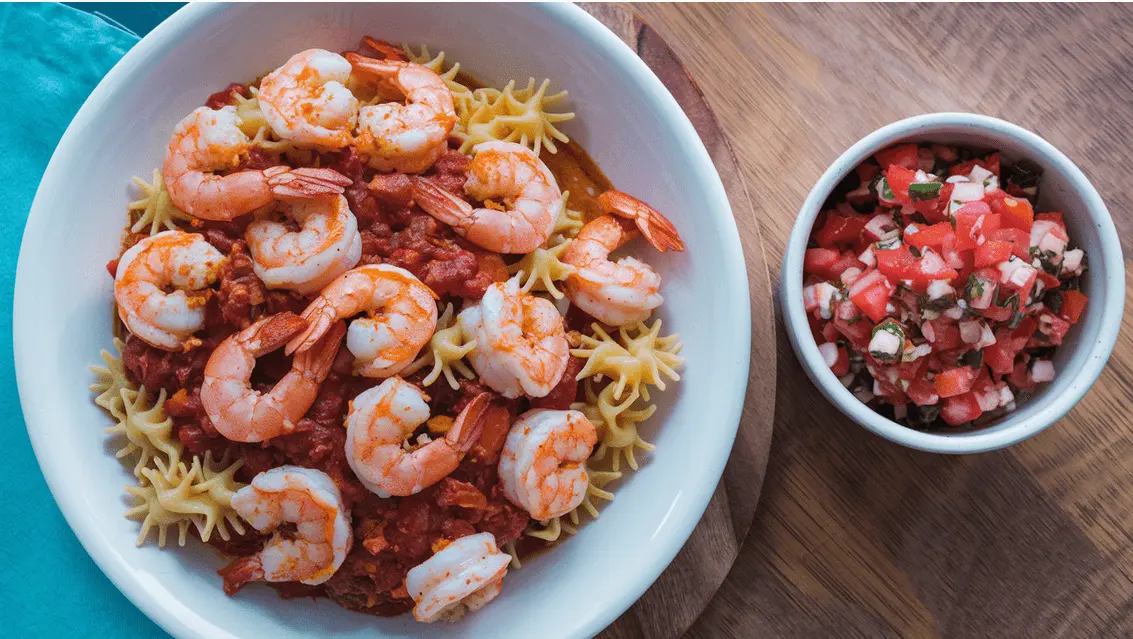 Shrimp and pasta with Pico de Gallo recipe