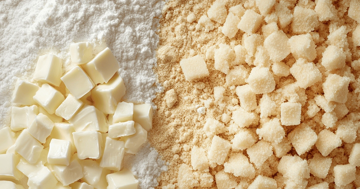 Preparing buttery topping for Fresh Southern Peach Cobbler
