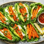 Healthy Roasted Carrot Lettuce Wraps with Avocado and Chili Sauce