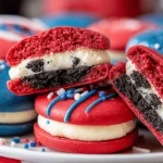 4th of July Chocolate Covered Oreos on festive dessert table