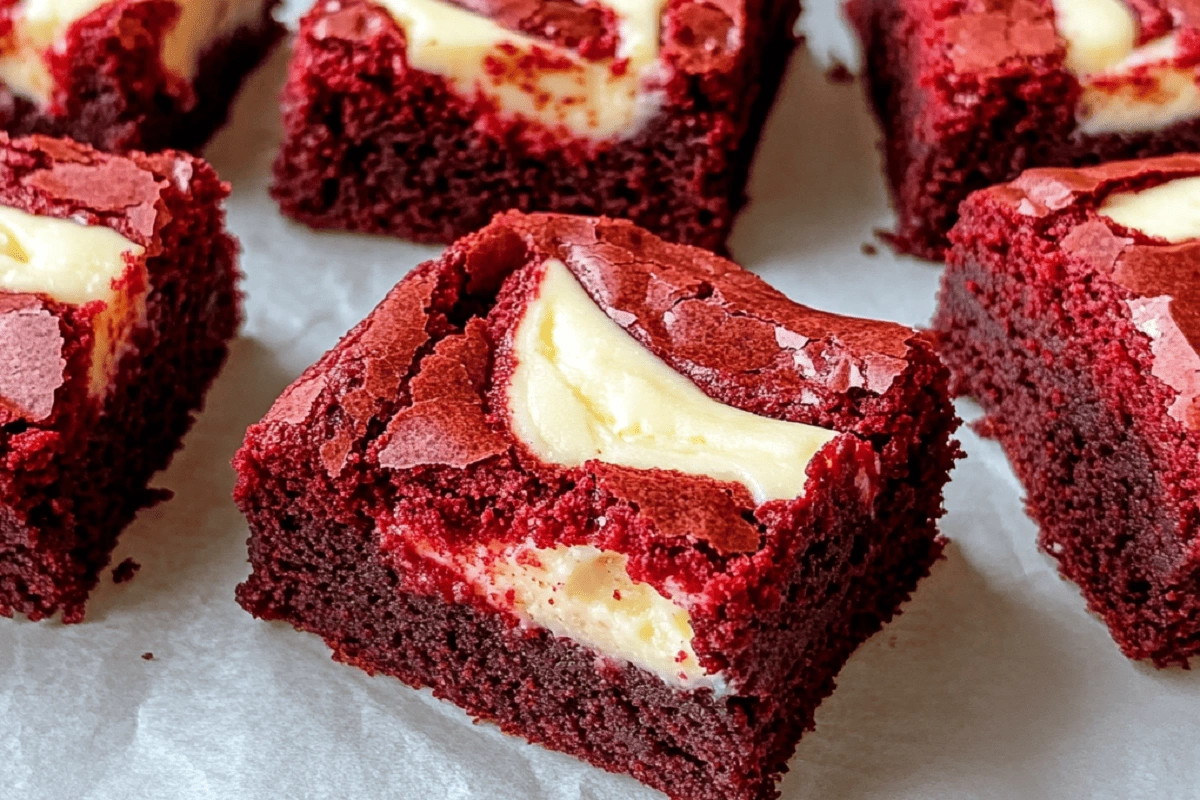 Cake Mix Red Velvet Cheesecake Brownies in baking pan
