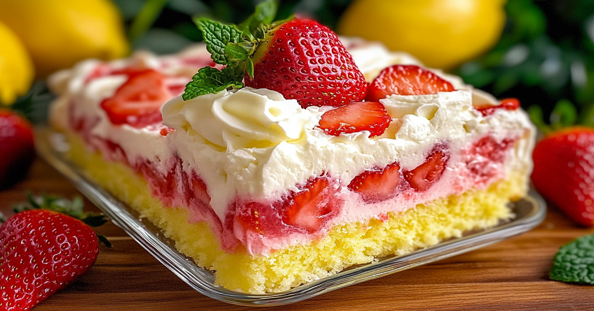 Strawberry Lemonade Poke Cake