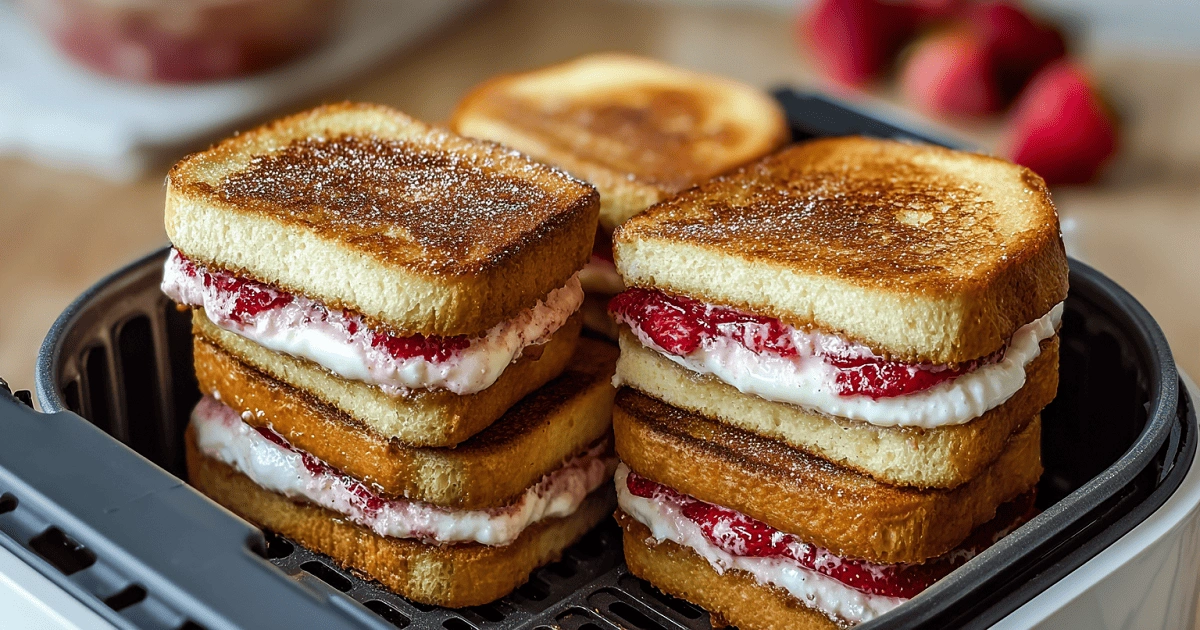 Strawberry cheesecake sandwiches in the air fryer