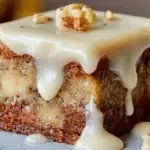 Moist banana bread brownies with glaze
