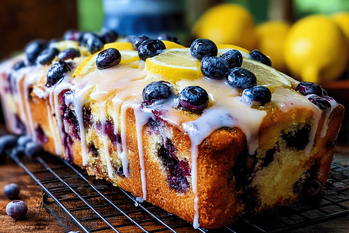 Best Blueberry Yogurt Loaf Cake with Lemon Glaze
