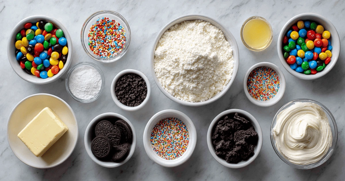 Fireworks cookie ingredients flat lay