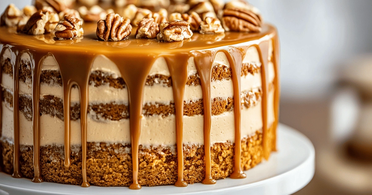 Frosted caramel butterscotch cake