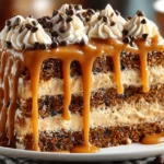 Gooey Coffee Caramel Cake with rich caramel drizzle