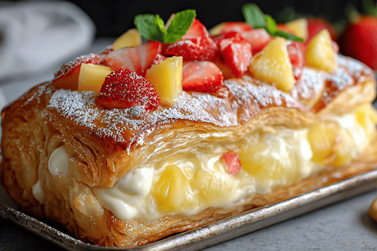 king hawaiian cheesecake danish filled with cream cheese, pineapple, and strawberries