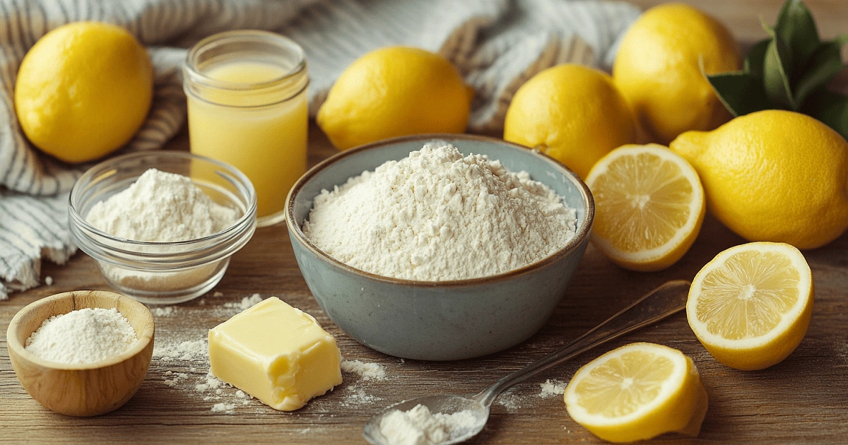 lemon brownie ingredients on board