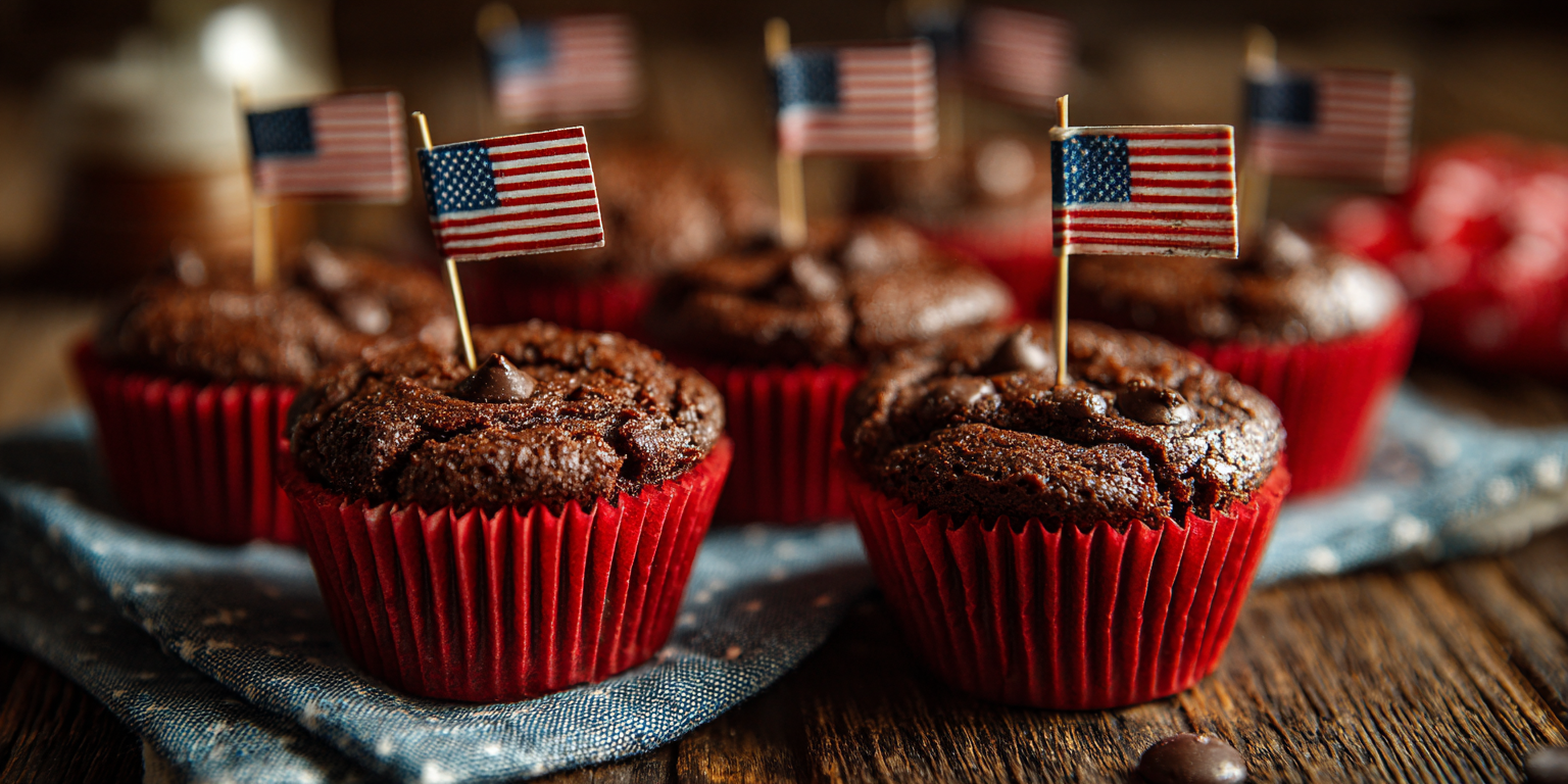 mini 4th of July gooey brownie bites with flags