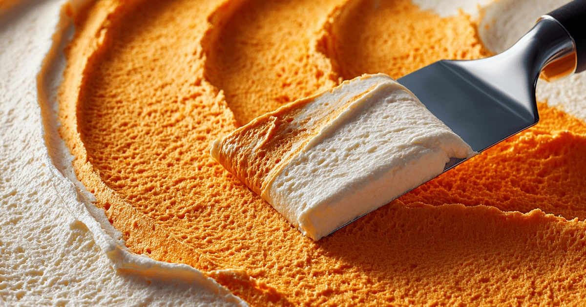 Spreading frosting on Orange Creamsicle Cake