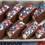 Patriotic Mini Ice Cream Sandwiches on festive platter