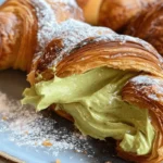 Pistachio cream croissant filled with rich homemade pistachio cream