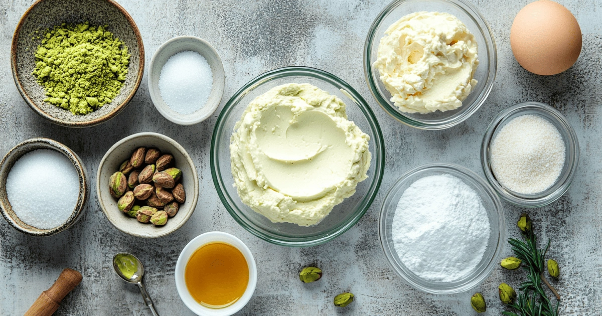 Ingredients for homemade pistachio croissant filling