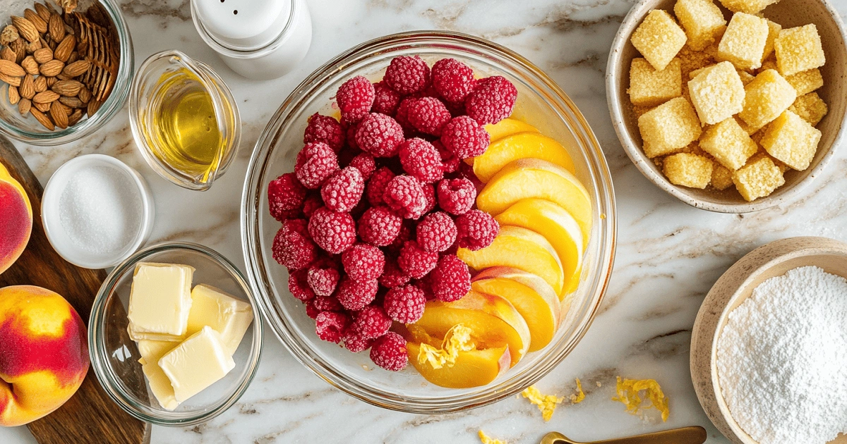  Ingredients for raspberry peach cobbler