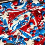 Red White & Blue Bark close-up with patriotic toppings