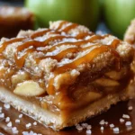 Close-up of Salted Caramel Apple Pie Bars with sea salt on top