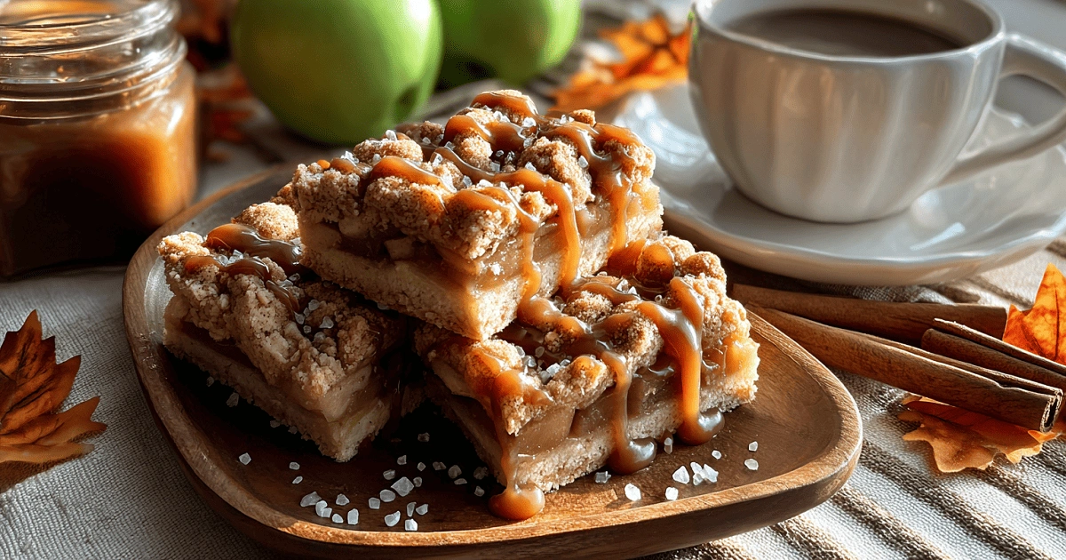 Salted Caramel Apple Pie Bars on a fall table