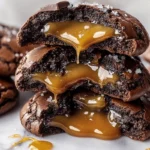 Salted Caramel Chocolate Lava Cookies with gooey caramel