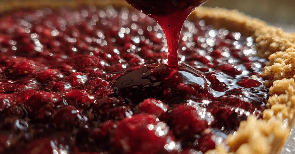  Spreading berry filling on crumble bar base