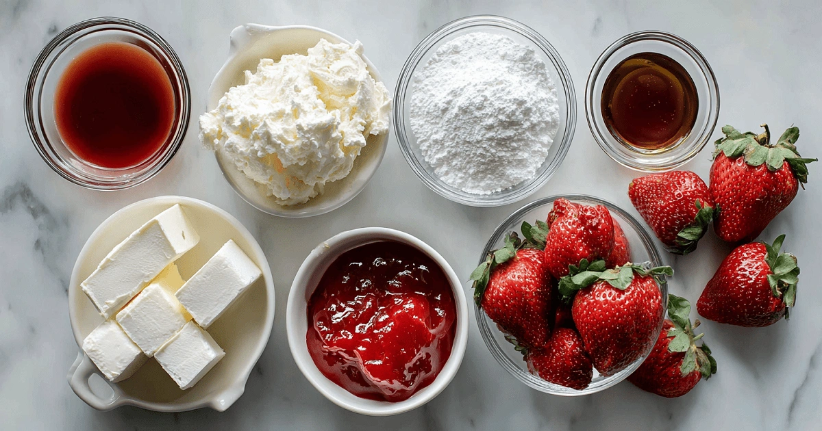 Cheesecake sandwich filling ingredients laid out