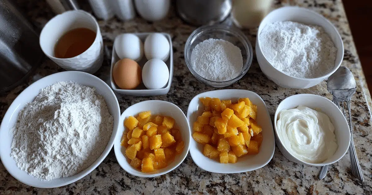 Ingredients for irresistible summer peach cake