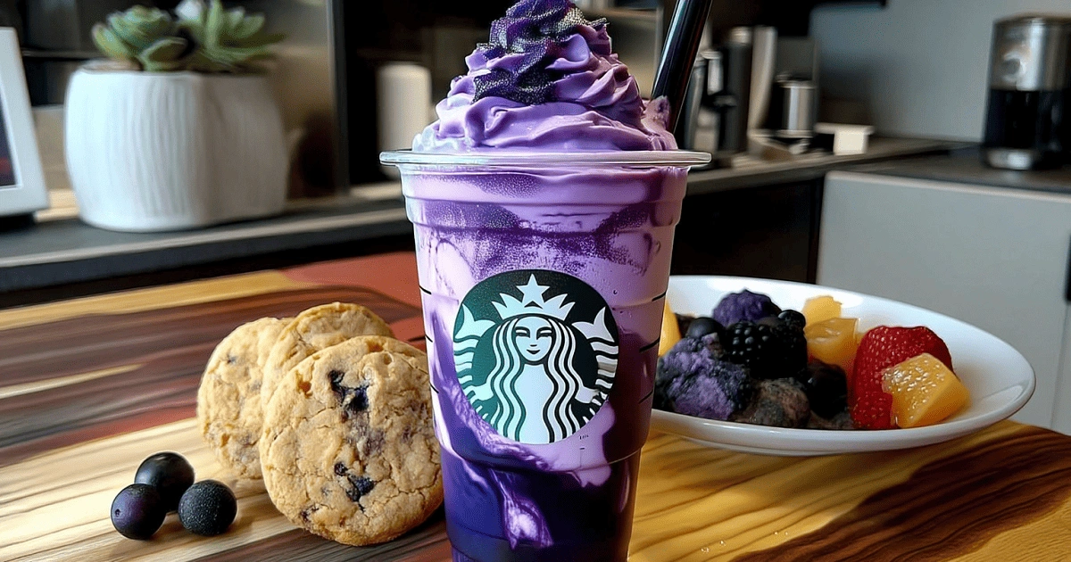 served Ube Frappuccino (Starbucks-Inspired) and dessert pairing