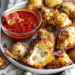 Crispy air fryer ravioli served with marinara dipping sauce