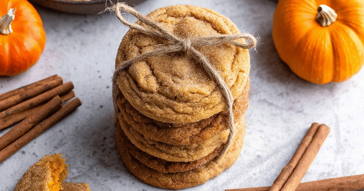 chewy pumpkin cookies gift-wrapped for autumn
