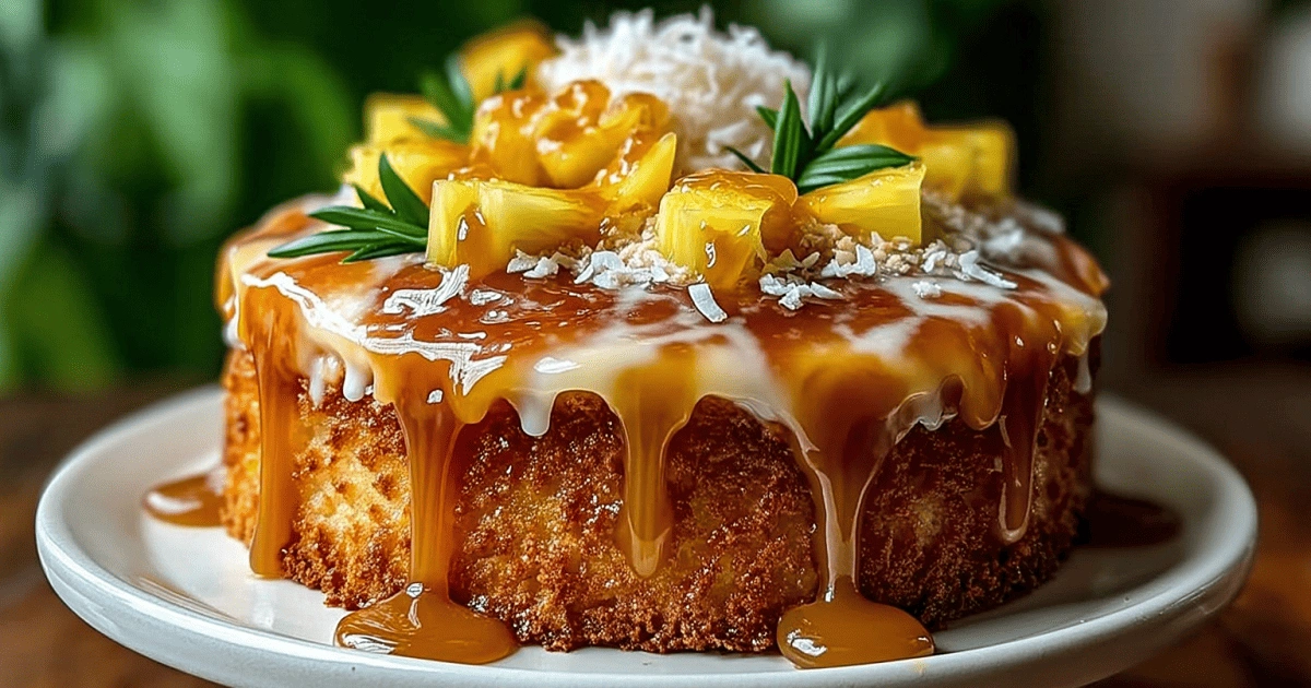 decorated pineapple heaven cake with toppings
