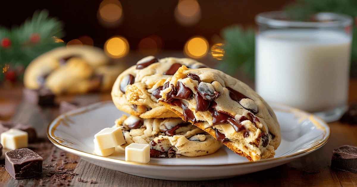 Soft Batch Cream Cheese Chocolate Chip Cookies with Milk and Chocolate Chunks