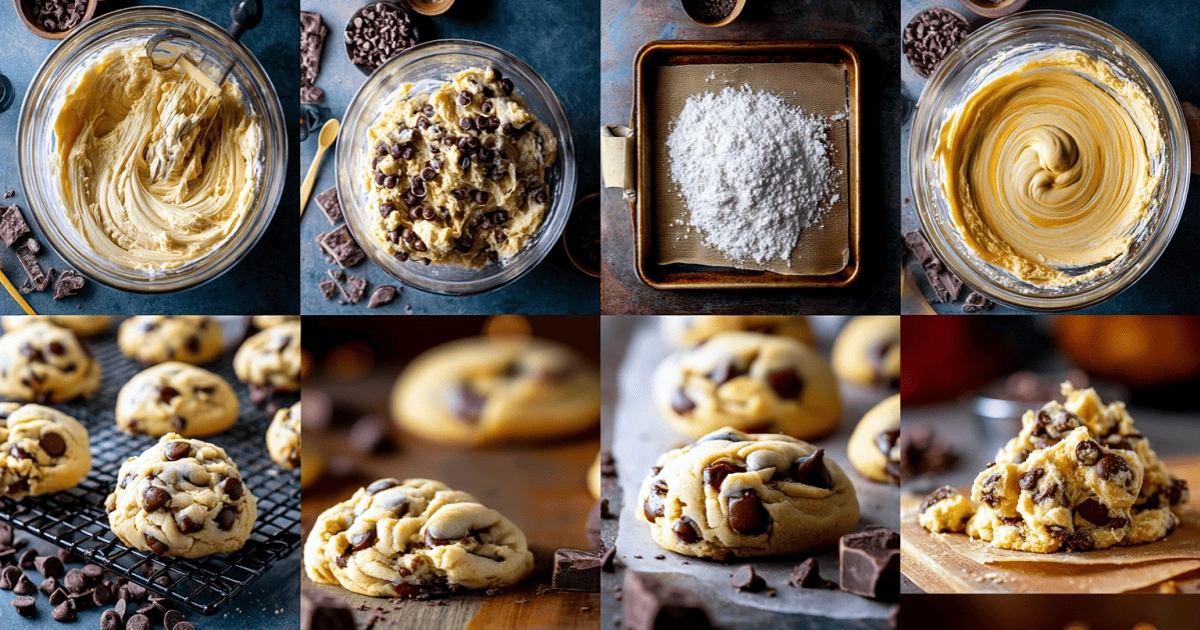 Step-by-step photos of Soft Batch Cream Cheese Chocolate Chip Cookies process