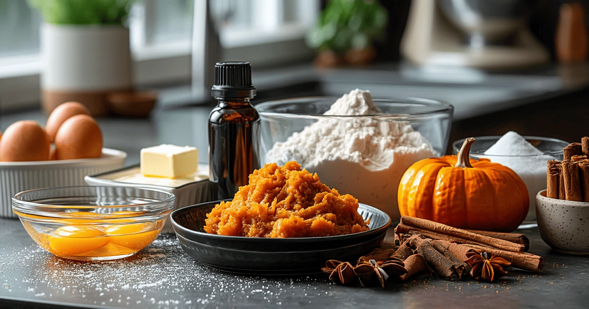chewy pumpkin cookie ingredients laid out before baking