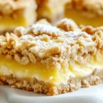 Lemon oatmeal crumble bars with a golden oat topping and creamy lemon filling