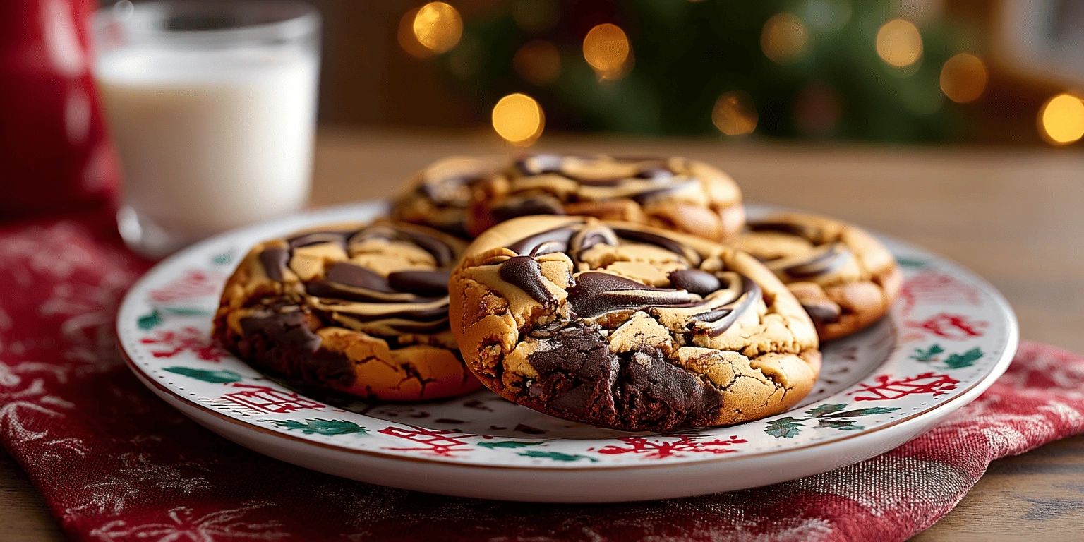 Peanut Butter Brownie Swirl Cookies served with milk