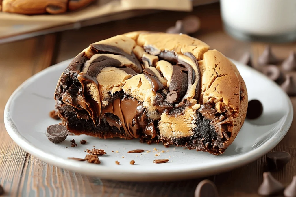 Peanut Butter Brownie Swirl Cookies with gooey chocolate and marbled swirl texture