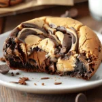 Peanut Butter Brownie Swirl Cookies with gooey chocolate and marbled swirl texture