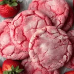 Soft and chewy strawberry sugar cookies with real strawberries