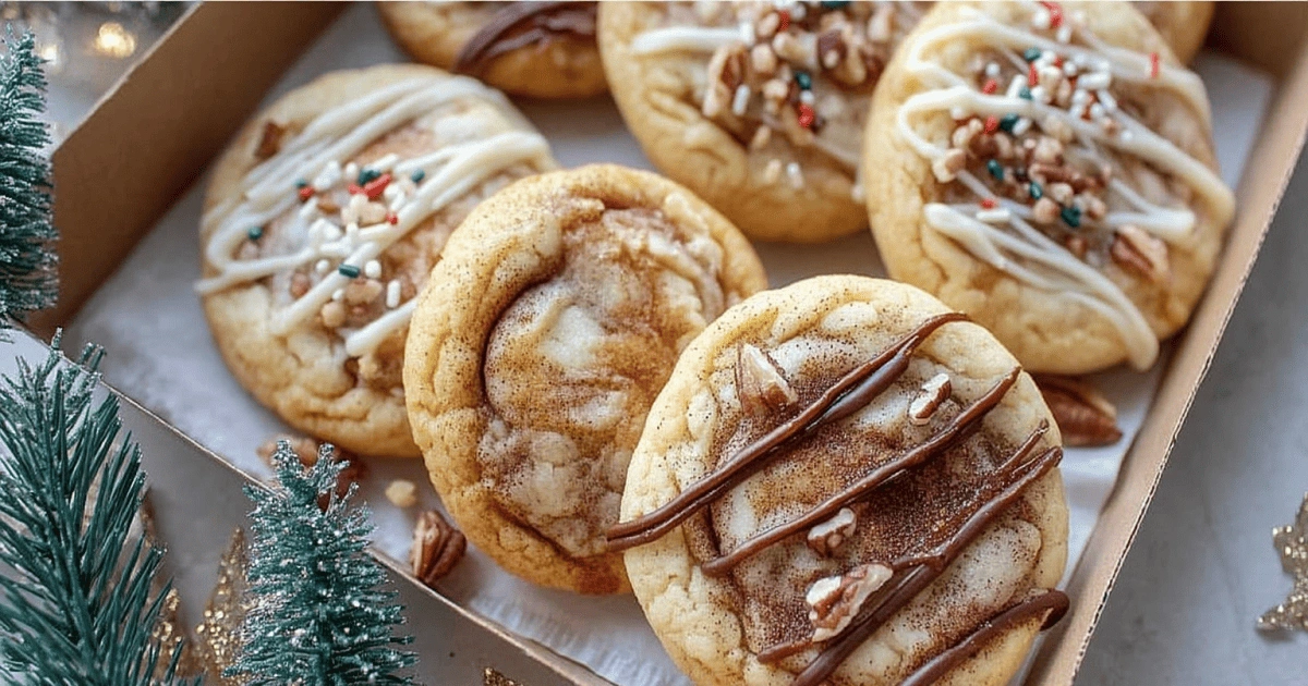Cinnamon roll cheesecake cookies served with chai