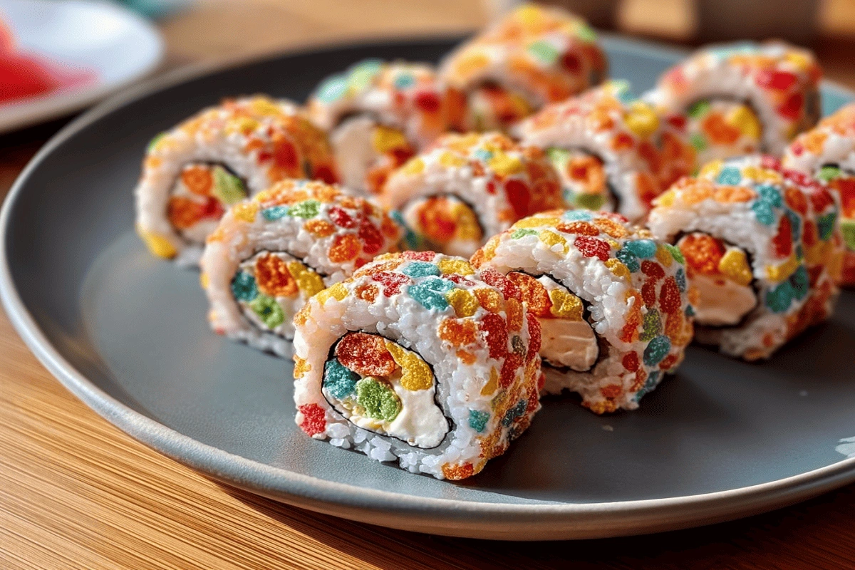 Fruity Pebbles Sushi colorful no-bake dessert