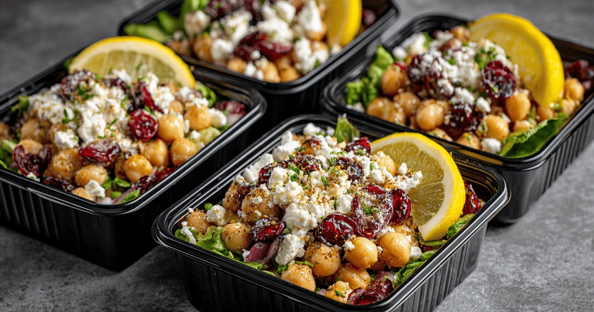 Meal-prepped Feta & Cranberry Chickpeas Salad