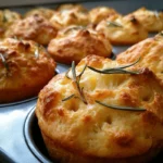 Easy Garlic Rosemary Focaccia Muffins fresh from oven